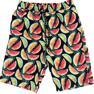Men’s Board Shorts by Distortion Watermelon Print  Small drawstring Beach Trunks